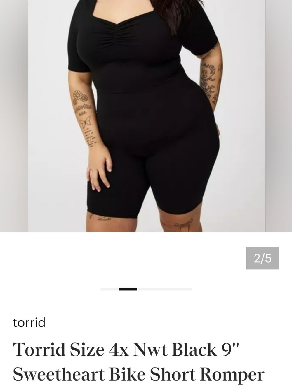 Torrid NWOT Sweatheart Black Bike Short Romper